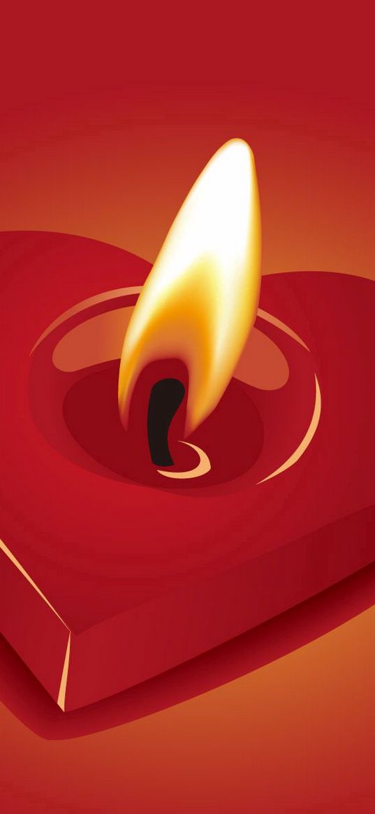 candle, heart, fire