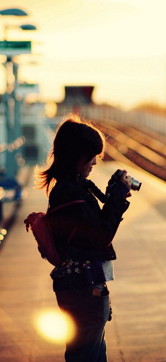 little girl, station, mood