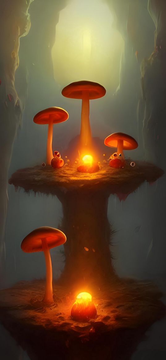 nn_vanillasky, ai artist, evil mushrooms, art