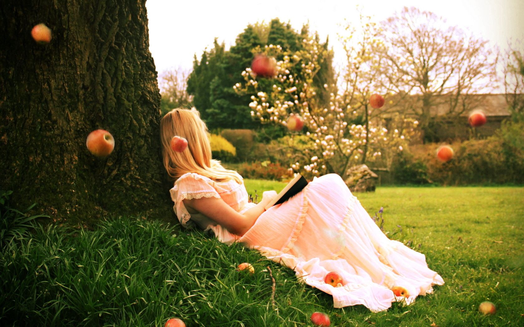 girl, apples, mood