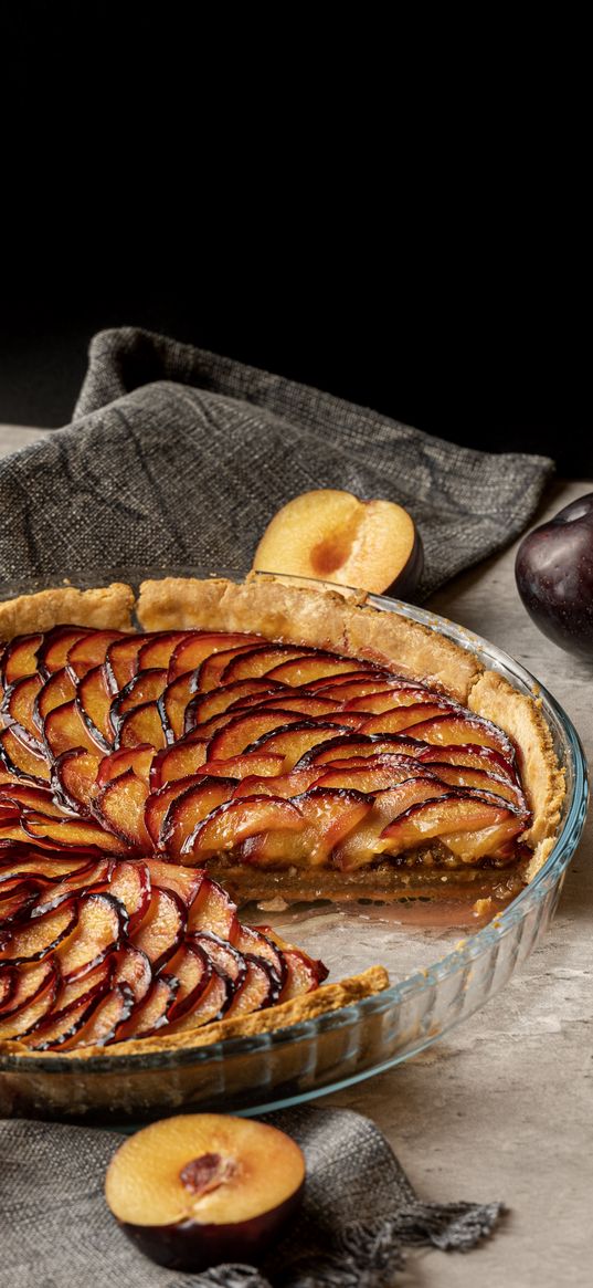 plum tart, tart, plums, dessert, food