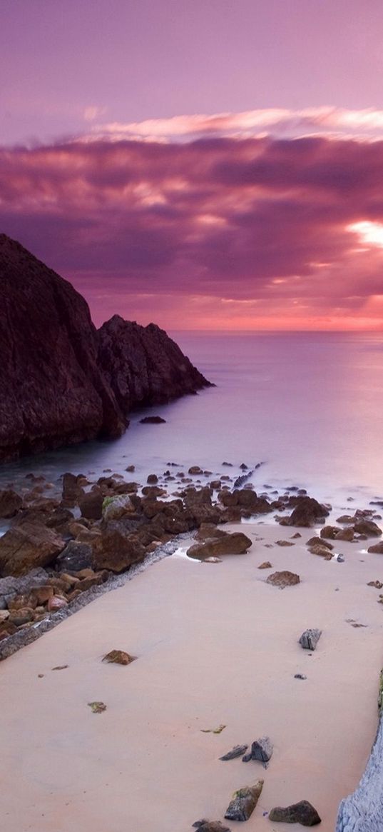 sand, surface, smooth, stones, coast, sea