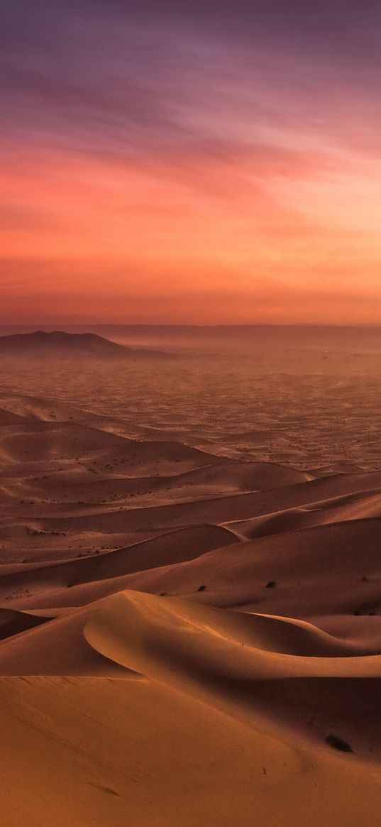 sand, desert, evening, decline, lines, orange, shades