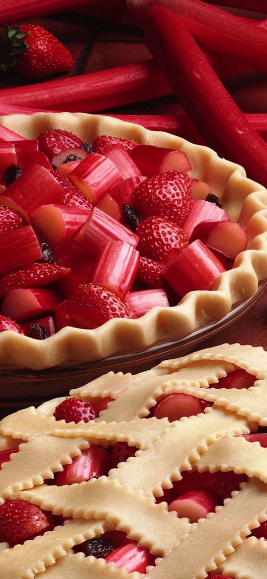 pie, berry, strawberry, stuffing, rhubarb, stalks