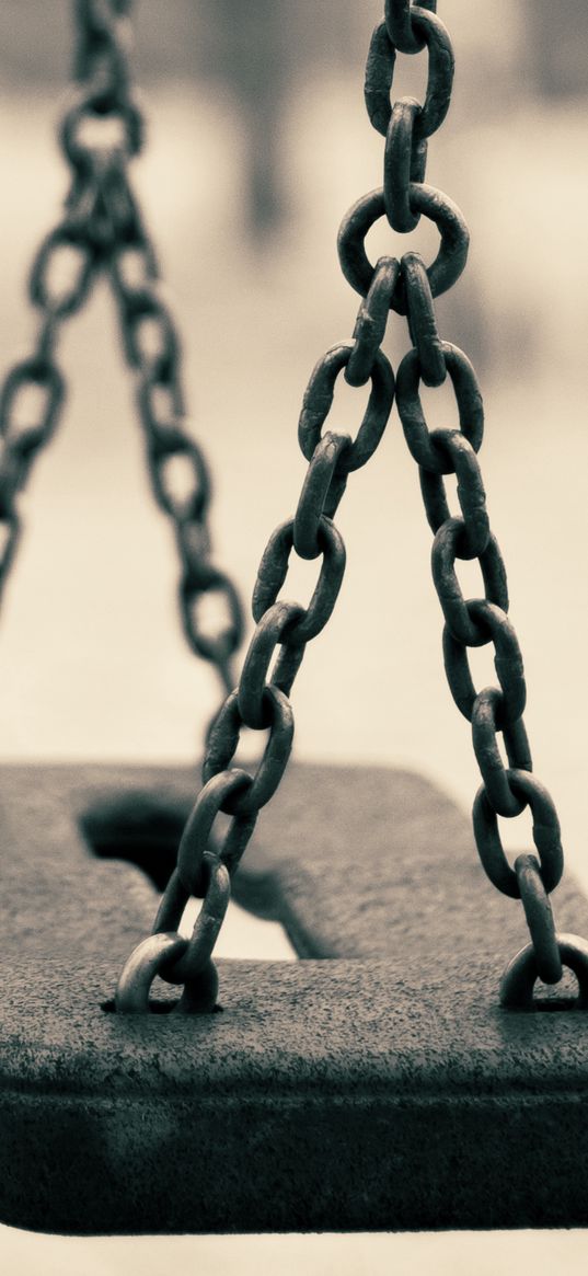 swing, chain, close-up, blurred