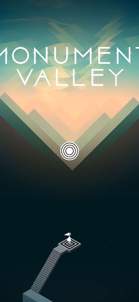 monument valley, game, anime, stairs, poster, art