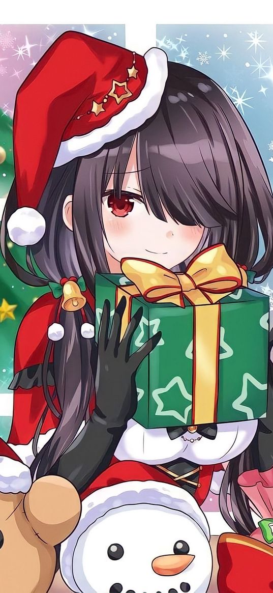 kurumi tokisaki, date a live, anime, girl, gift, new year, christmas