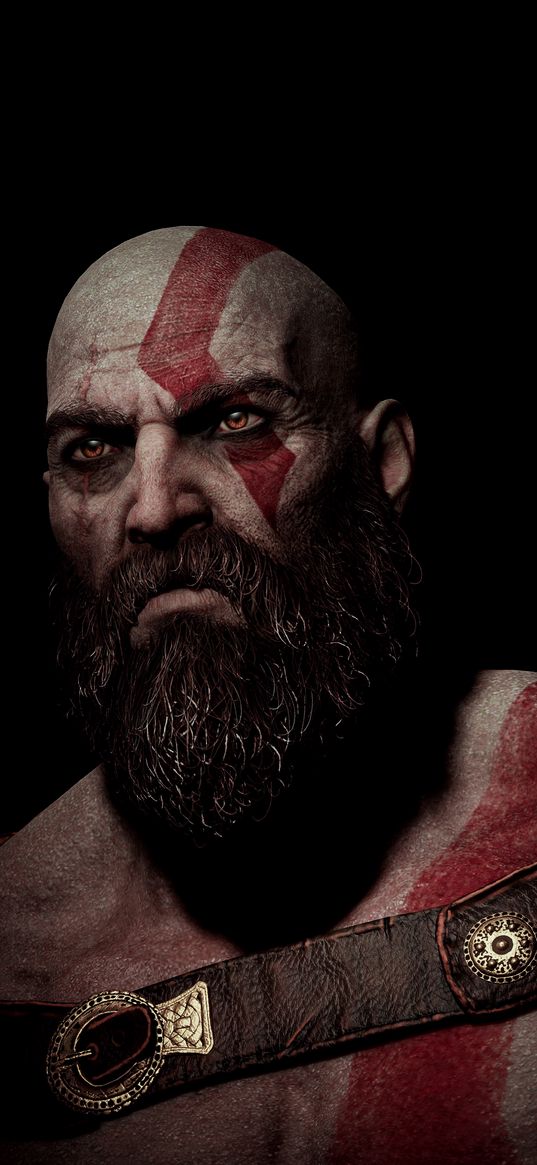 kratos, god of war, game, character, dark background