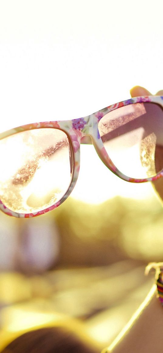 glasses, hands, sunlight