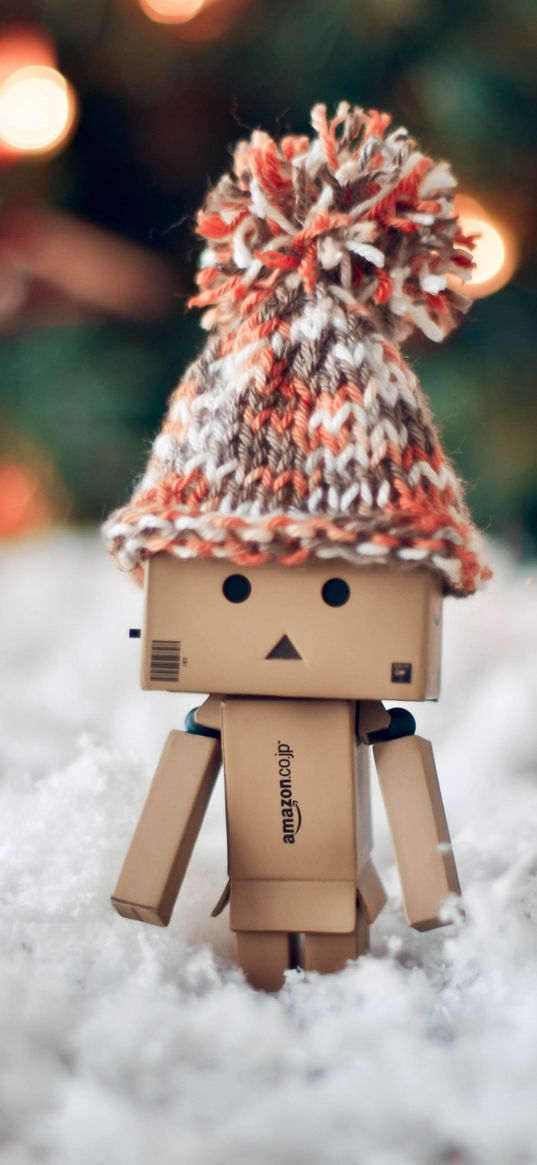danboard, hat, winter, cardboard robot