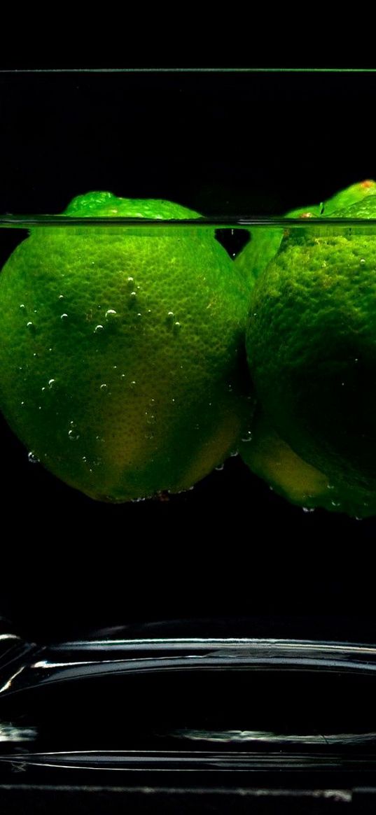 limes, glass, water, green