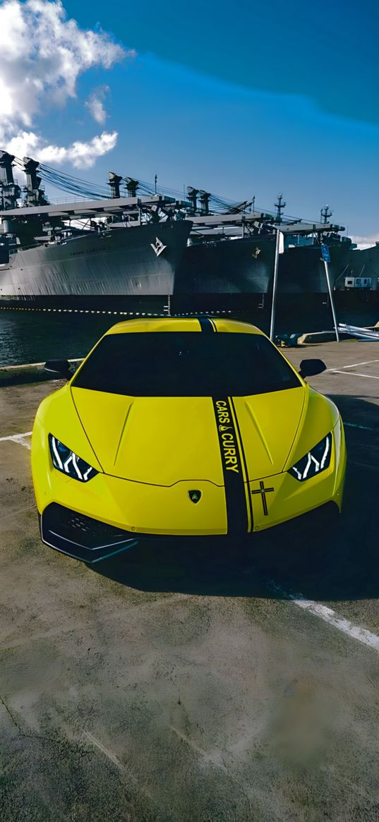 lamborghini, car, yellow, ships