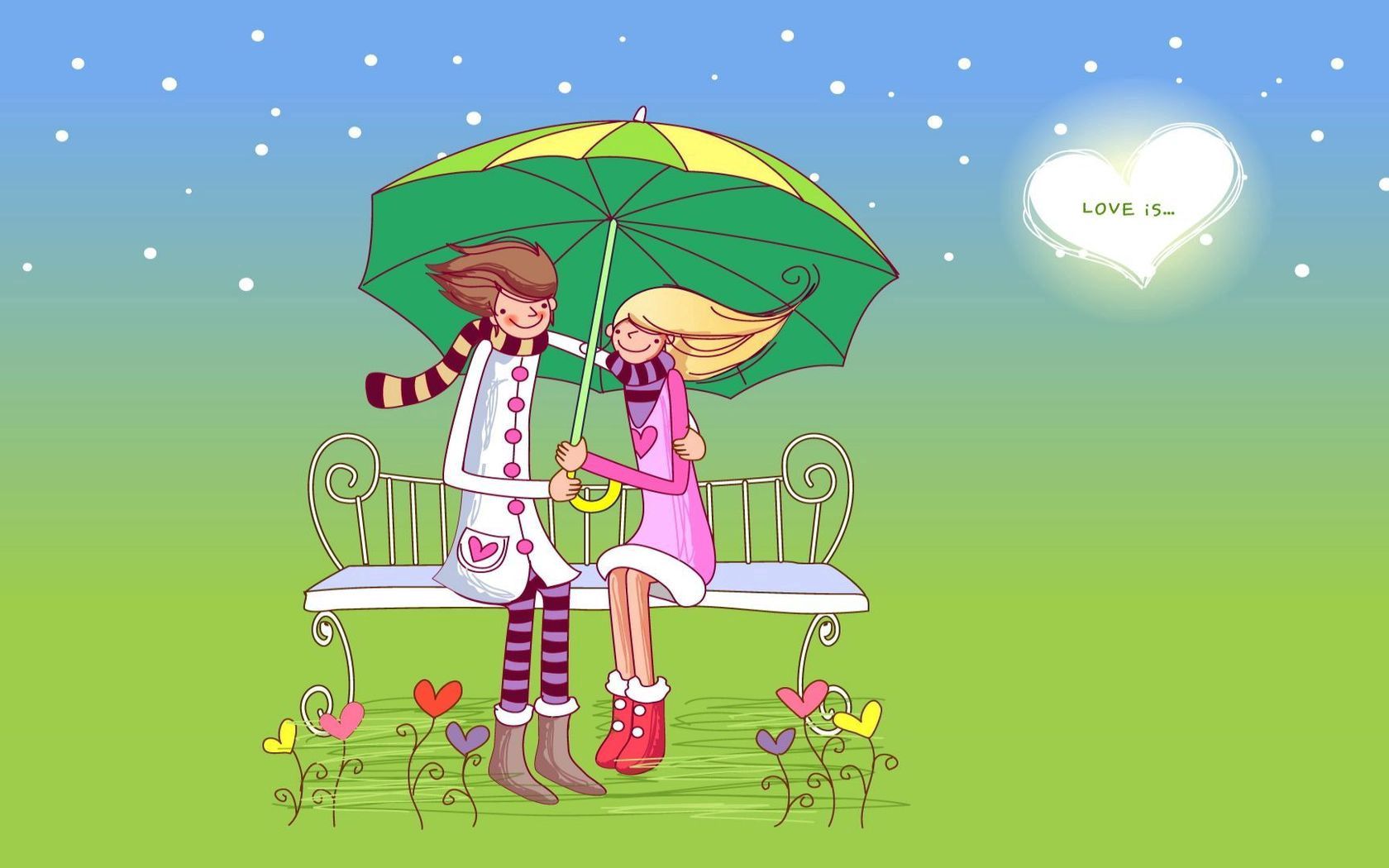 couple, date, bench, umbrella