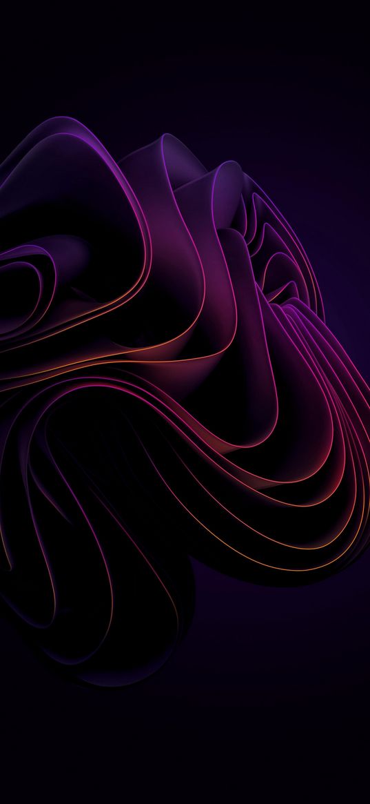 layers, waves, curves, purple, abstraction