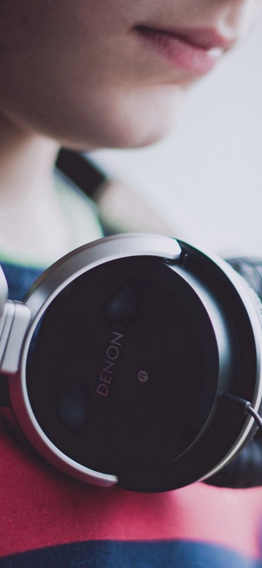 child, boy, headphones, lips