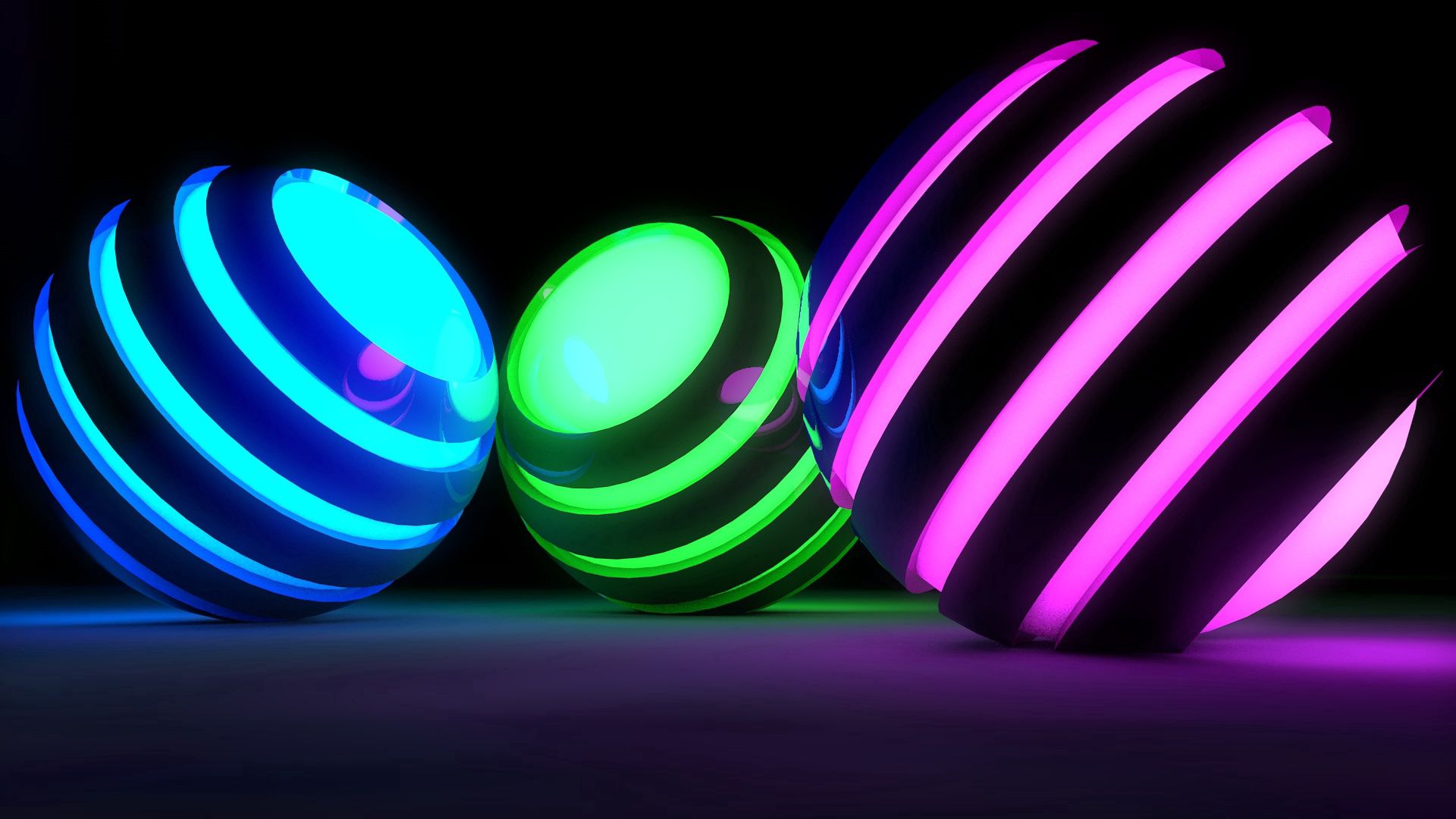 balls, bands, glow, bright