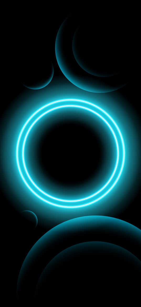 circle, blue, light, neon, abstraction