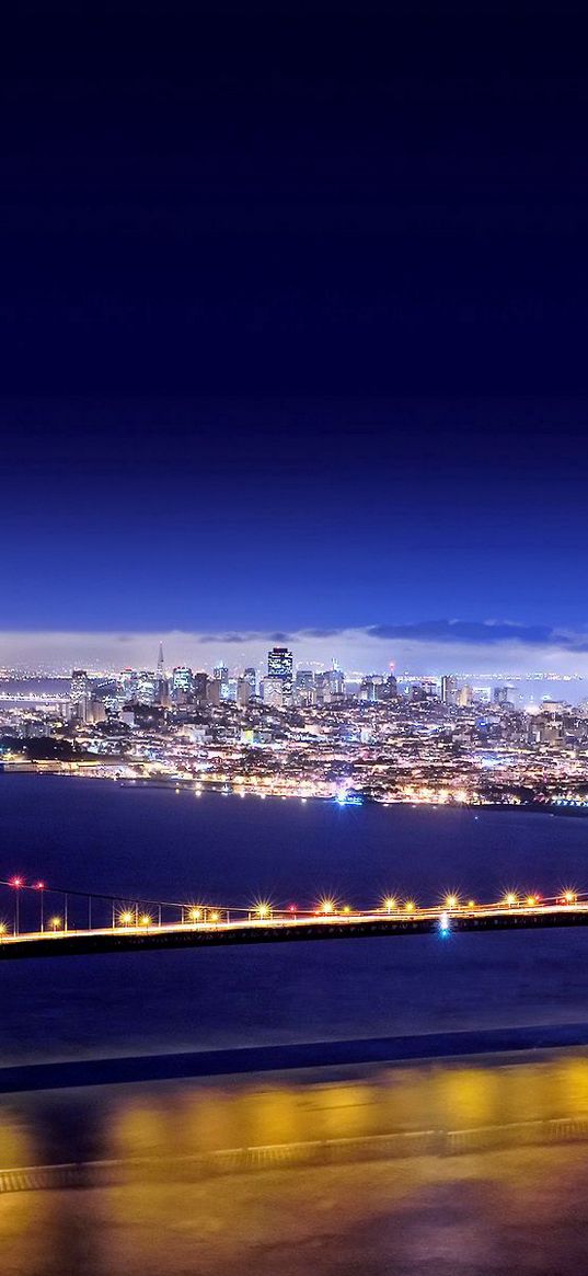 san - francisco, california, usa, bridge, lights, city