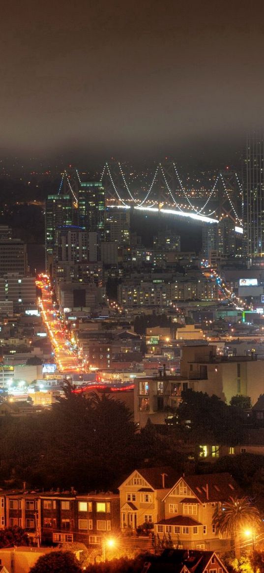 construction, fog, night, san francisco, california, usa