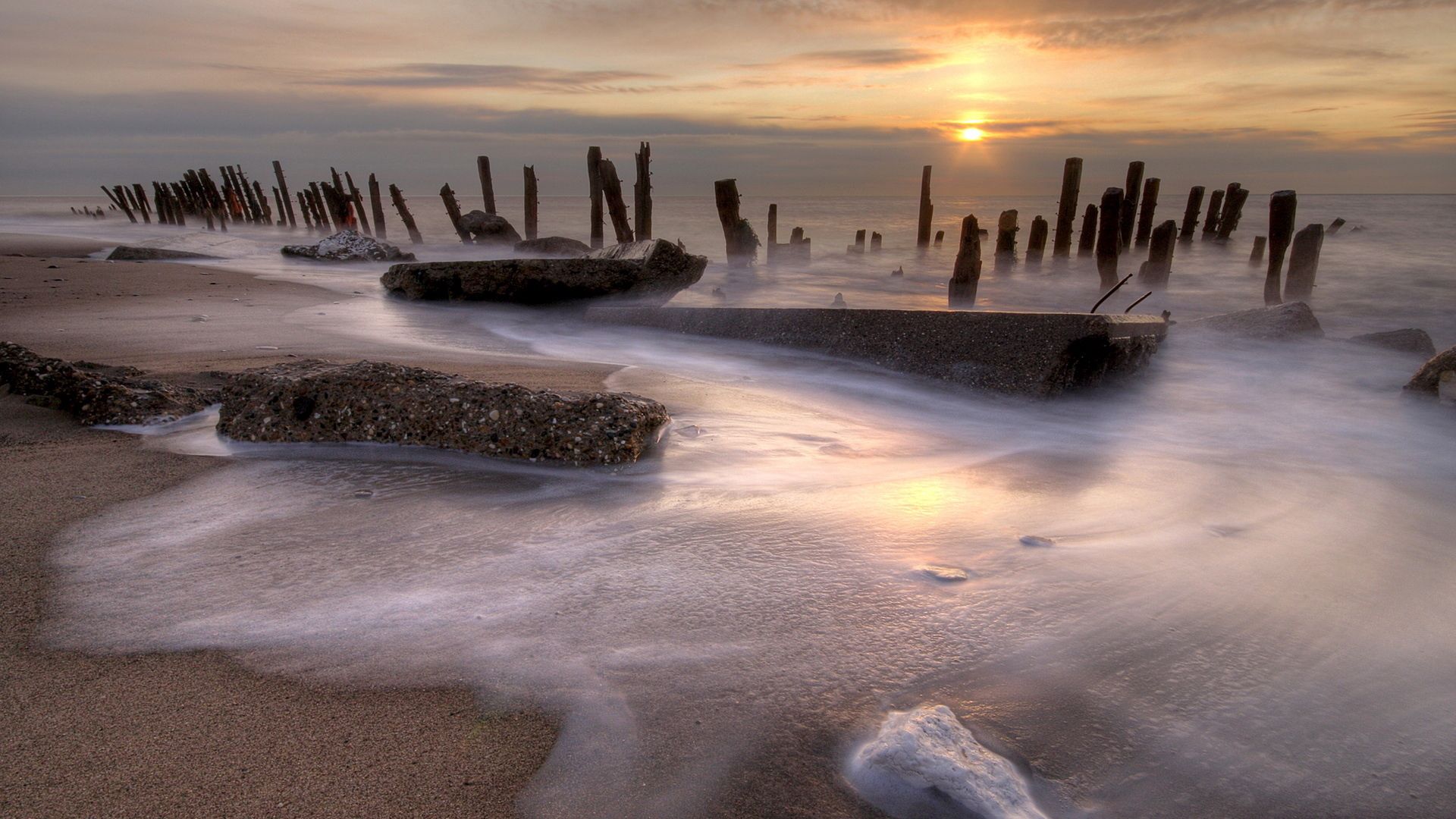 stakes, coast, foam, decline