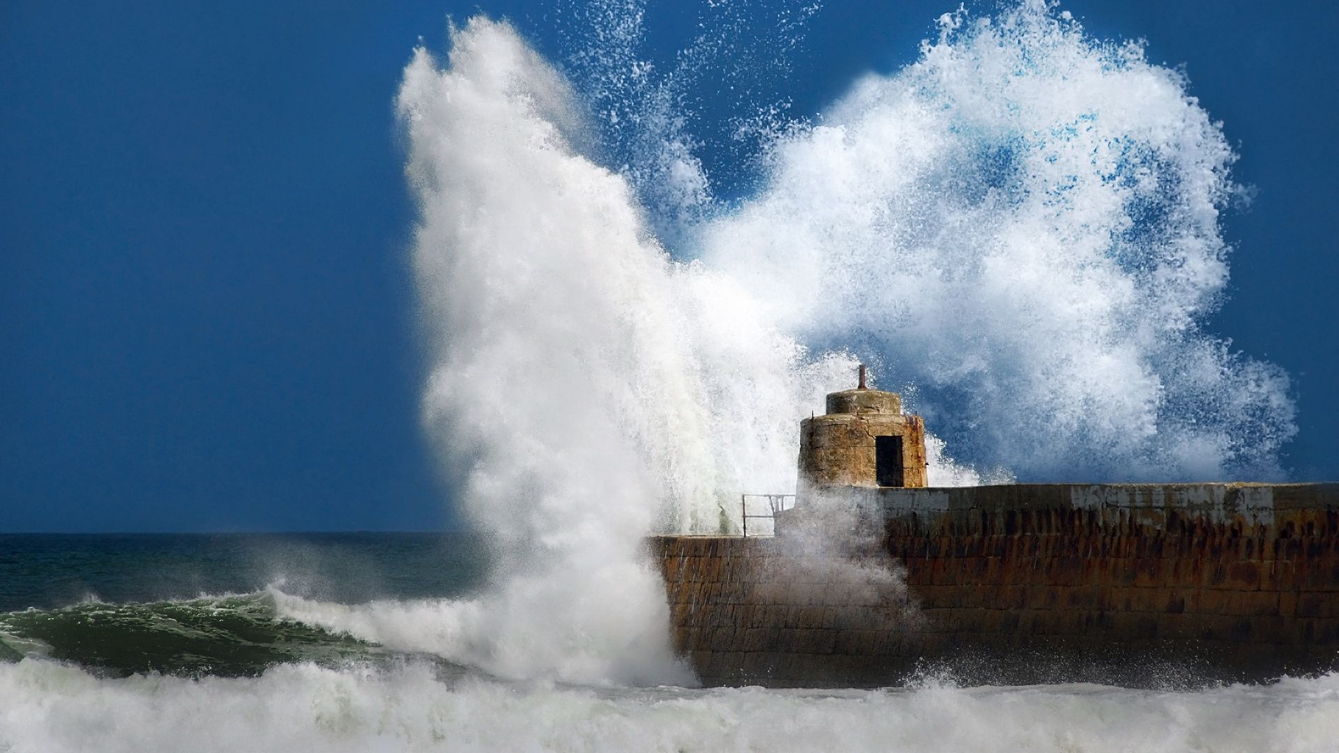 pier, breakwater, sea, wave, blow, ocean, storm, stone