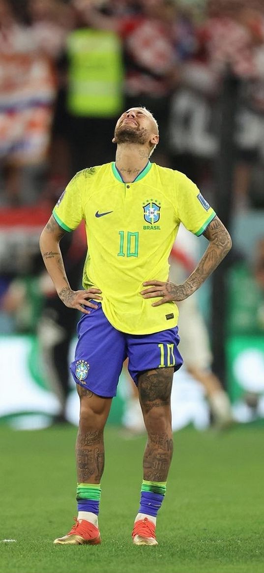 neymar, soccer player, brazil, soccer, field, tears