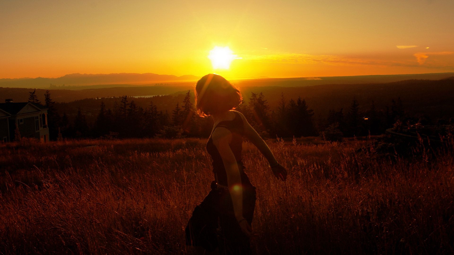 girl, golf, running, sunshine, grass