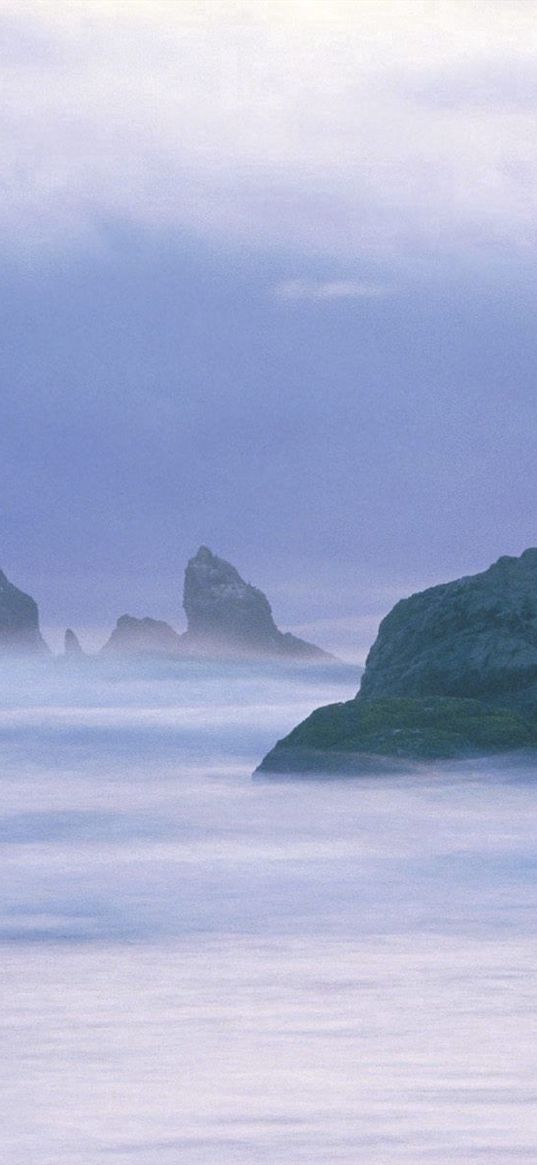 rocks, water, fog, secret