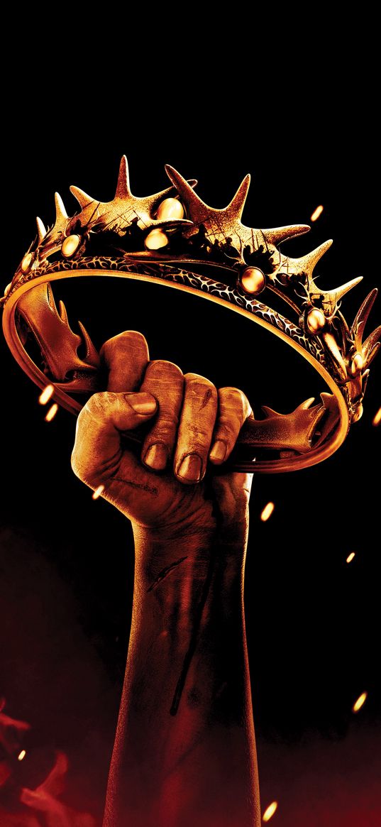 hand, crown, gold, sparks