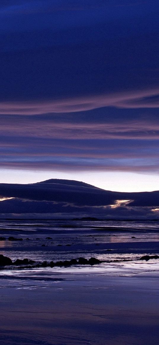 clouds, sea, dark blue, layers