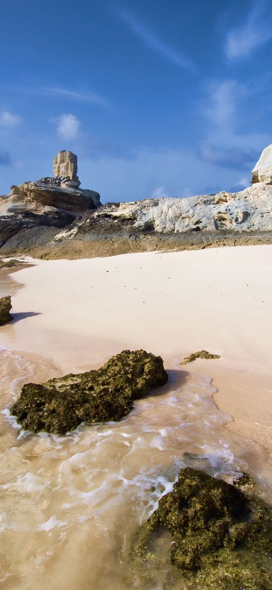 reeves, coast, sand, rocks, beach, sky, blue, solarly