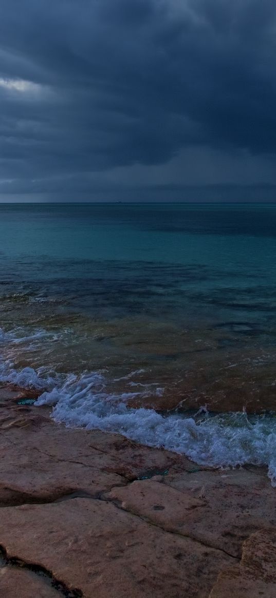 plates, coast, sea, cloudy, darkness