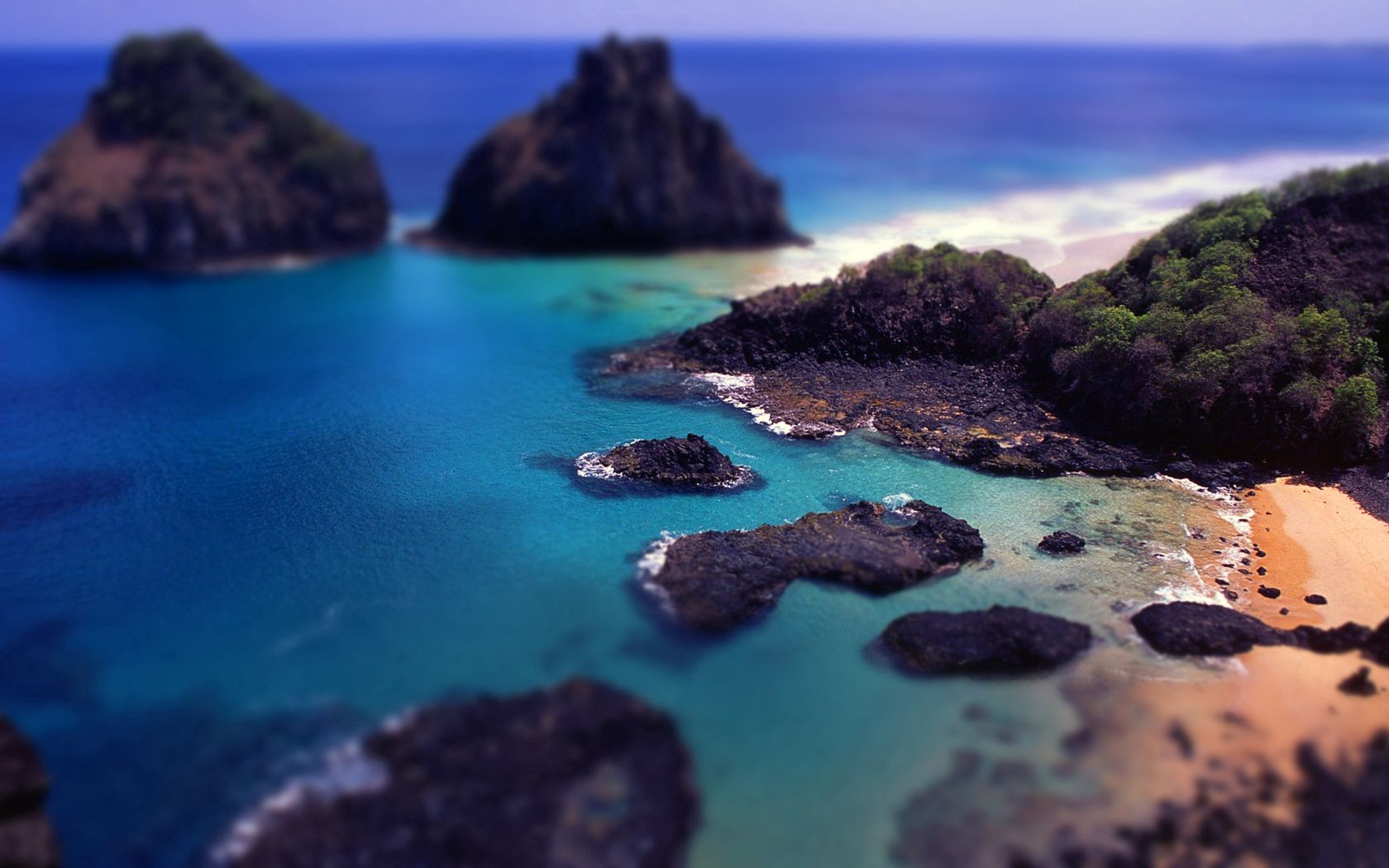 coast, rocks, bay, effect, gulf, reduction, blue water