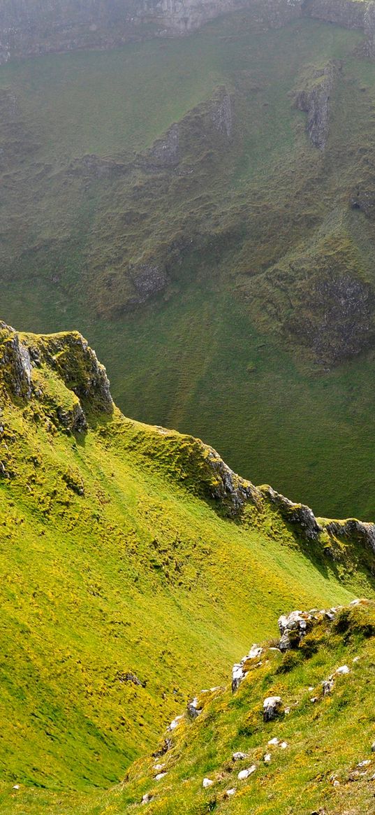 mountains, slopes, hills, green, grass