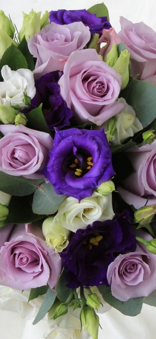 roses, lisianthus russell, color, composition, flavor