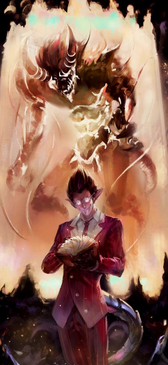 demiurge, overlord, devil, horns, suit, anime, art