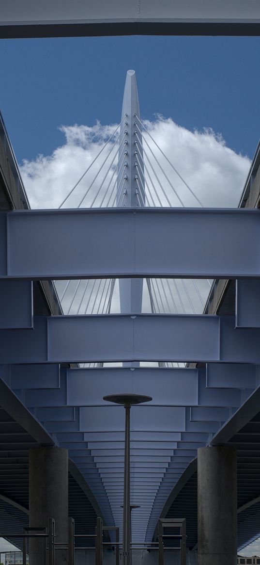 bridge, construction, concrete, metal, bottom view