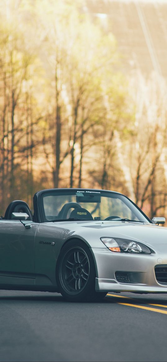 honda s2000, honda, car, silver, side view, wheel