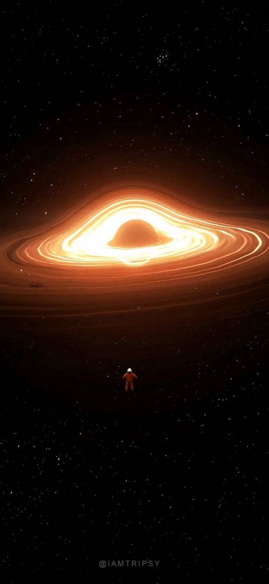 black hole, event horizon, astronaut, cosmos, stars