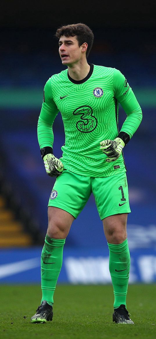 kepa arrisabalaga, football player, goalkeeper, chelsea, field, stadium, football