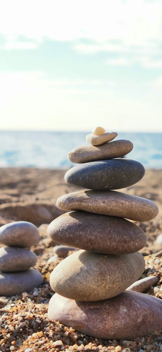 rocks, sand, sky, minimalism, black sea, sea