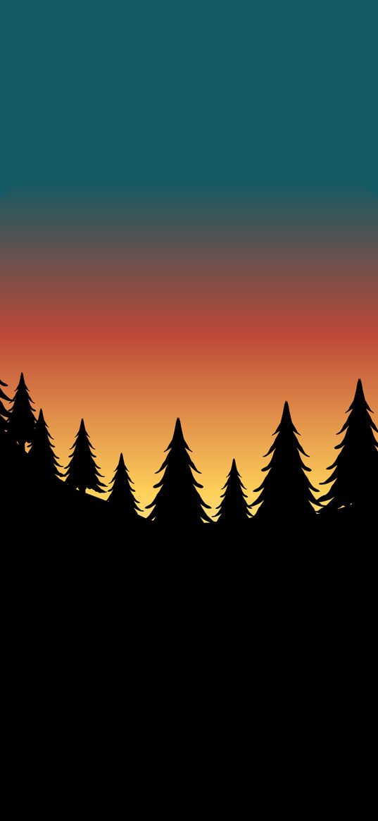 amoled, christmas tree, sunset, art