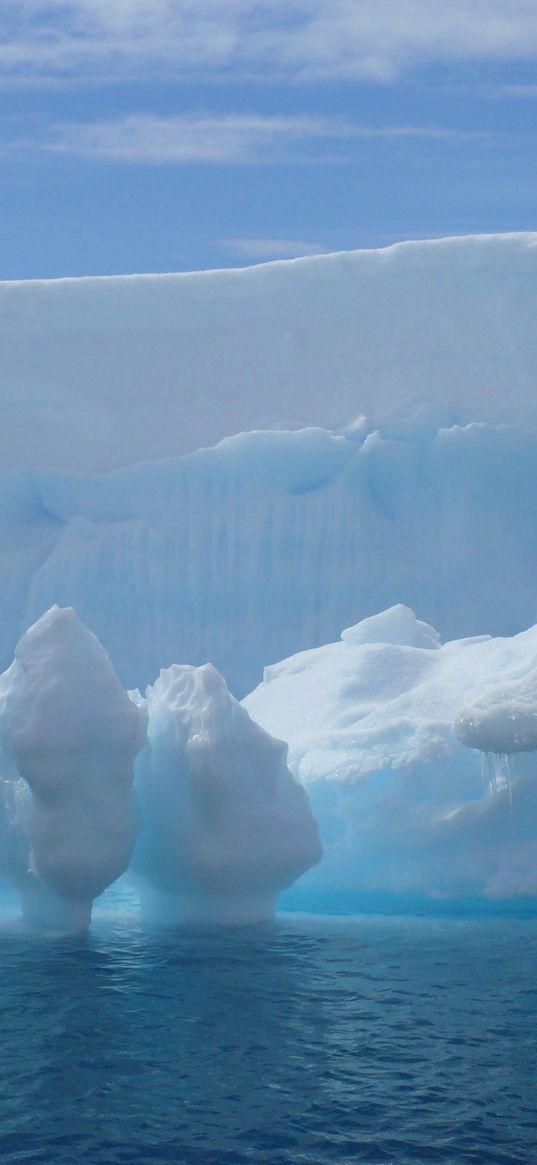 glacier, snow, water, ocean, frozen ground, wall, cold