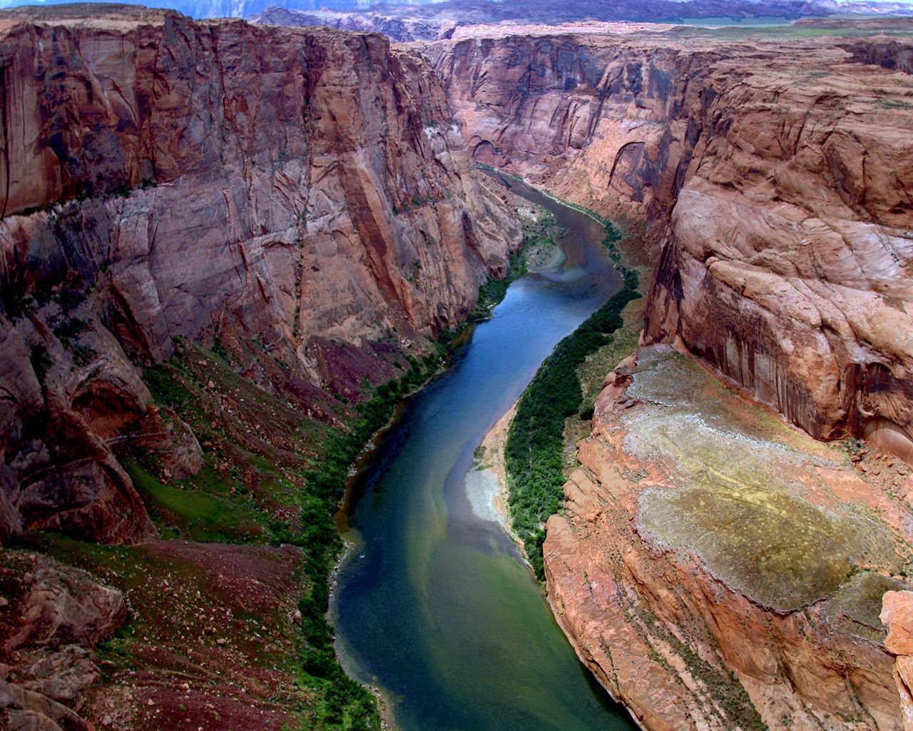 river, bends, canyons, greens