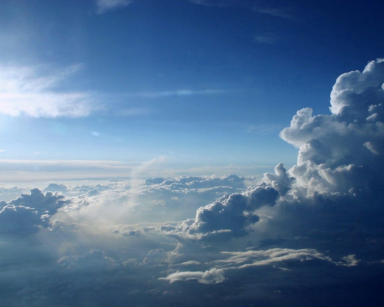 clouds, height, blue, white