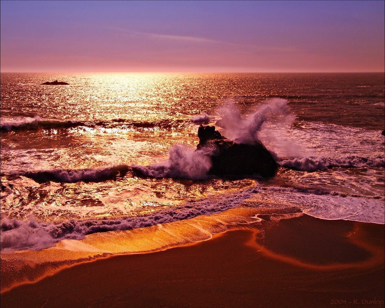 sea, waves, stone, splashes, evening, sand