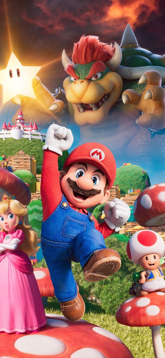 mario, game, characters, castle, poster, art