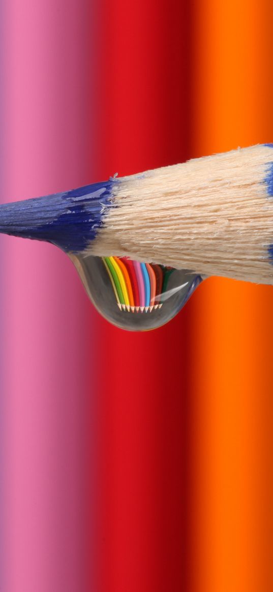 pencil, drop, stripes, reflection