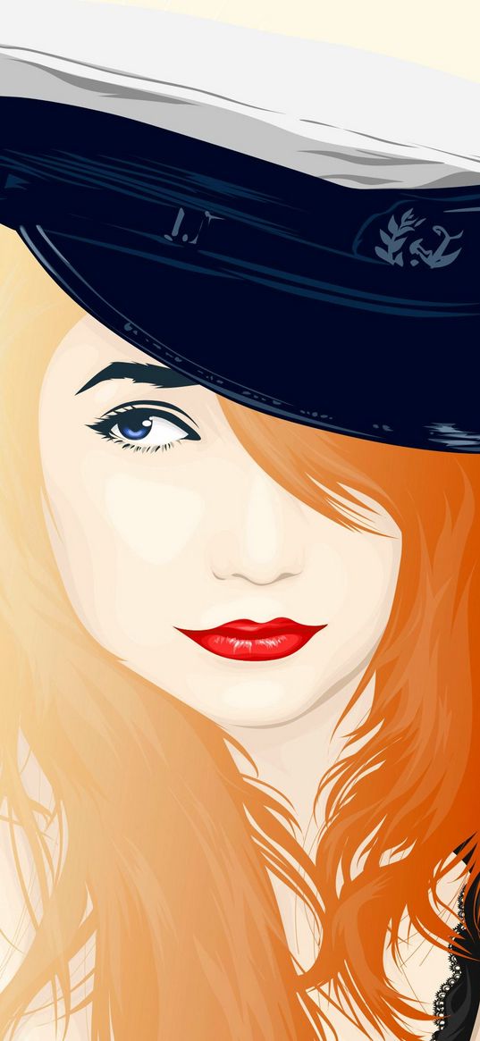 girl, hat, facial, features