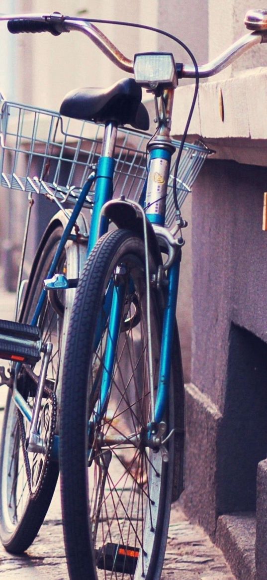 bike, street, sidewalk, cars, parking